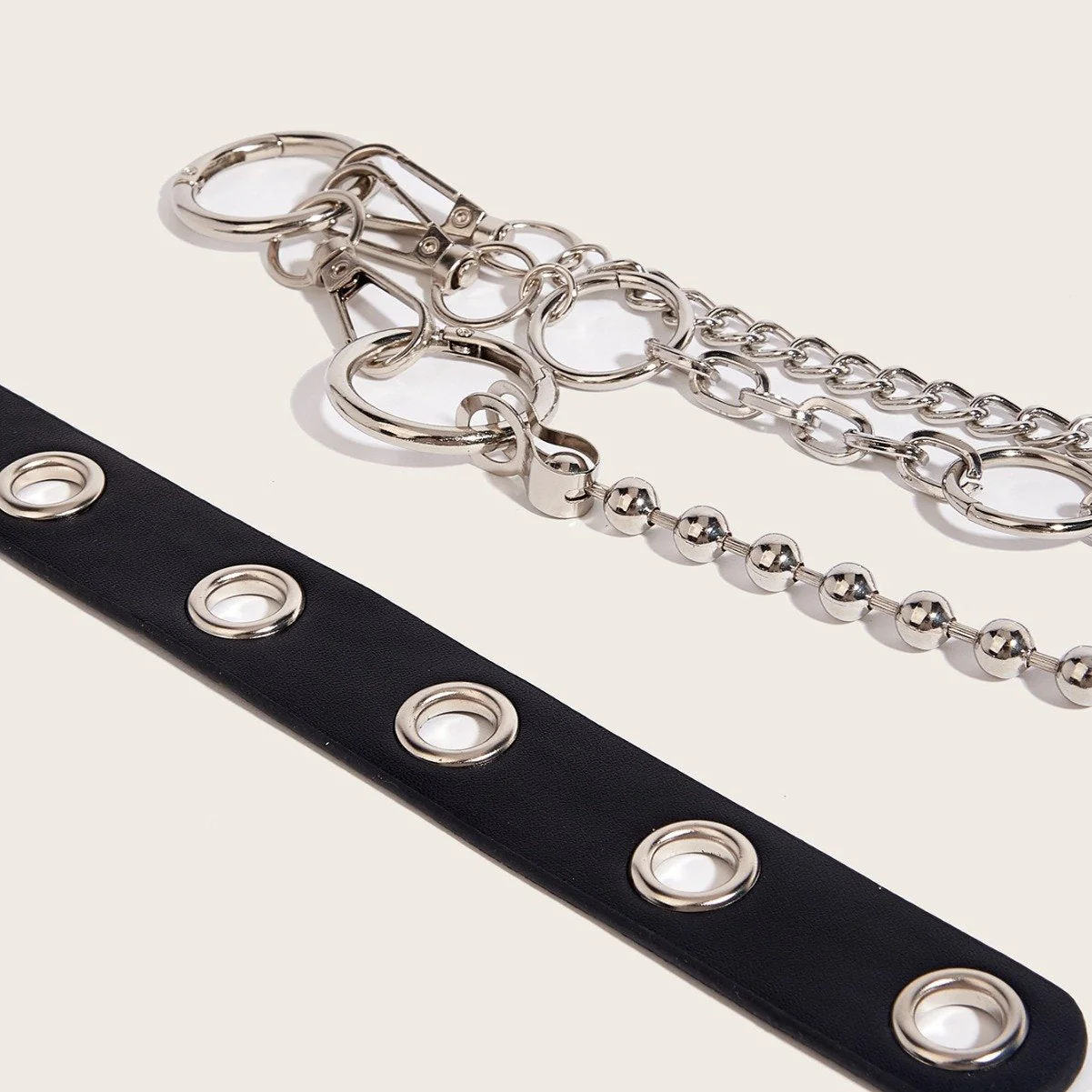 O ring PU leather beaded layered waist chain - Image 3