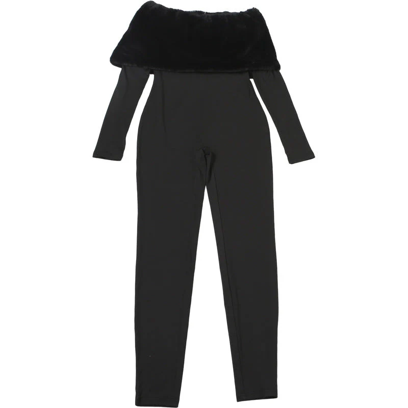 Off shoulder long sleeve fluffy jumpsuit - Image 4