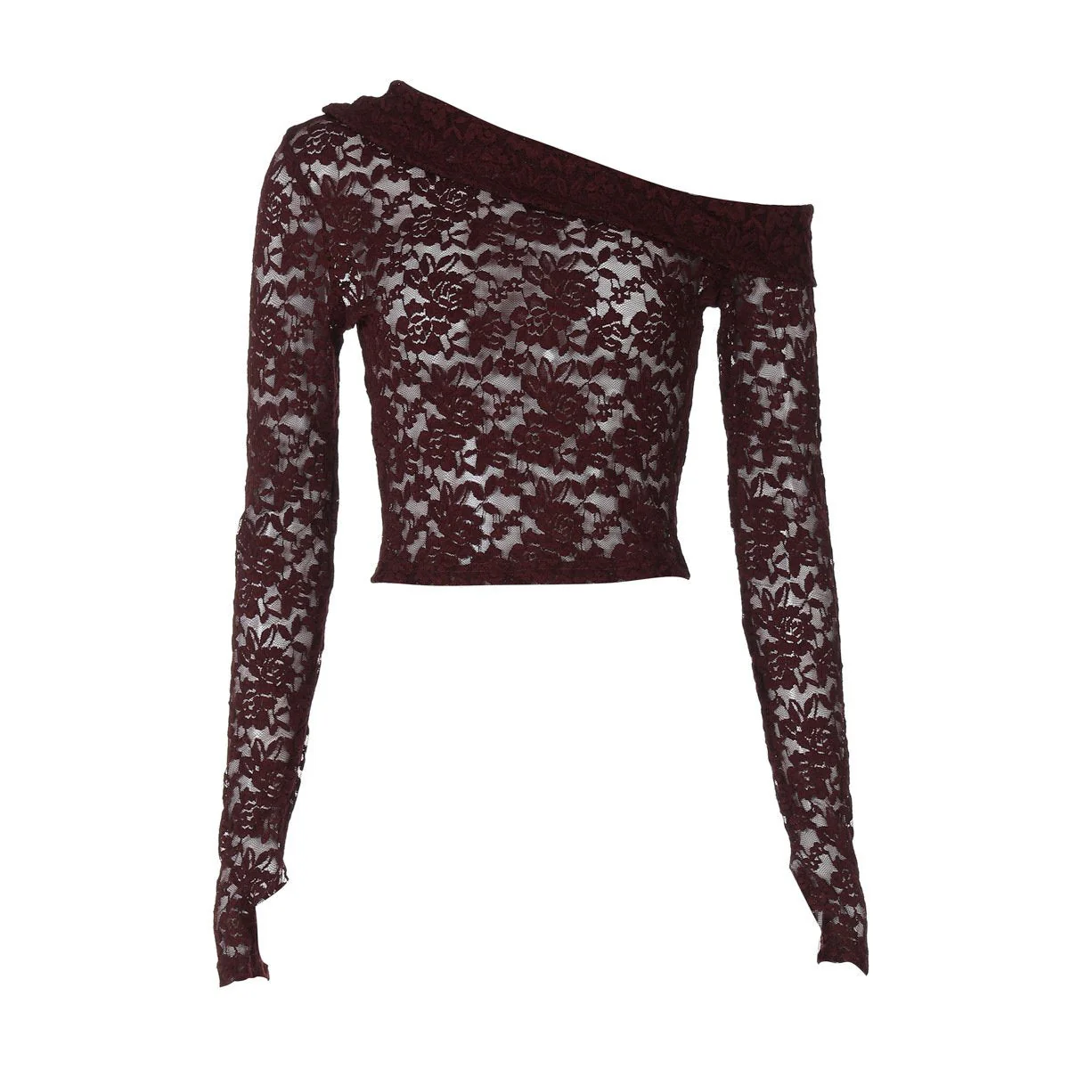Off shoulder long sleeve lace top - Image 2