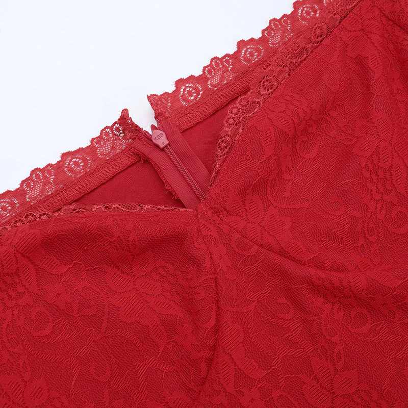 Off shoulder long sleeve lace zip-up maxi dress - Image 5