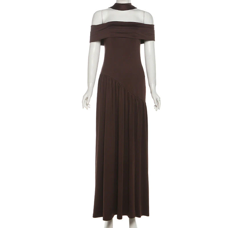 Off shoulder ruched high slit tube maxi dress - Image 3