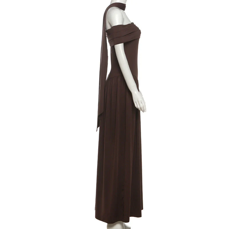 Off shoulder ruched high slit tube maxi dress - Image 4