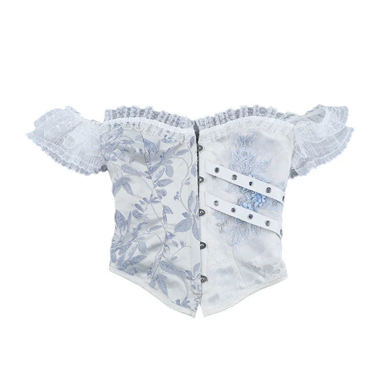 Off shoulder sweetheart neck smocked flower pattern top - Image 8
