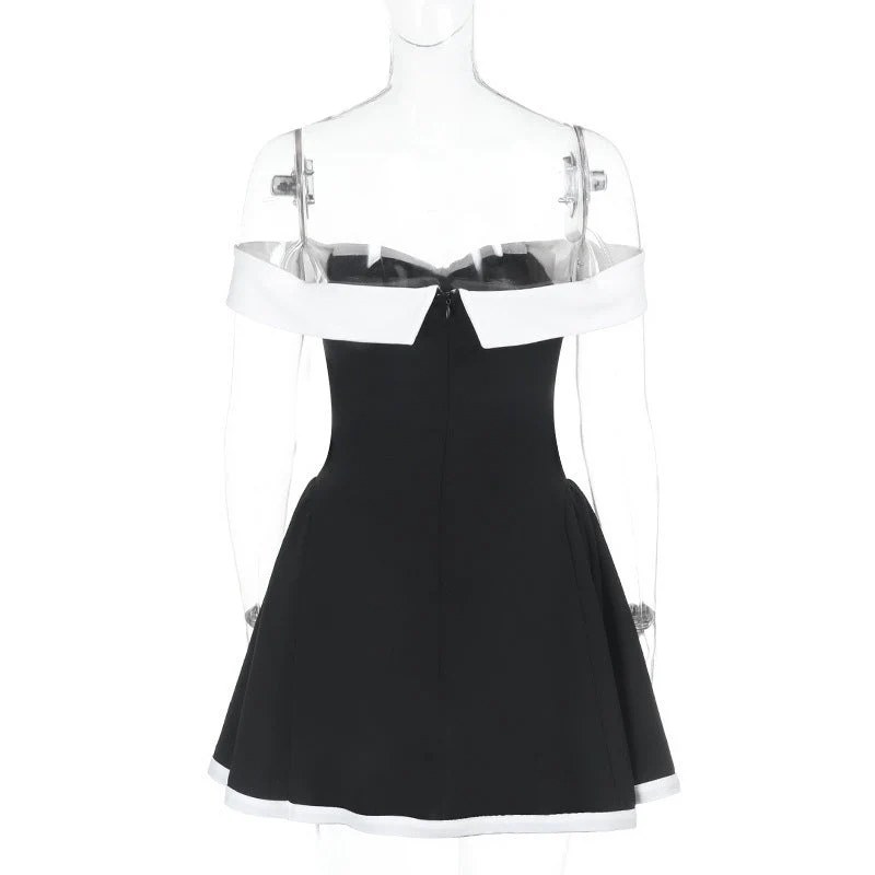 Off shoulder zip-up contrast tube mini dress - Image 4