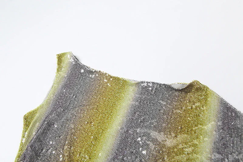 One shoulder glitter contrast top - Image 5