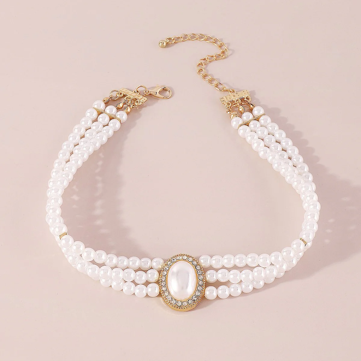 Pearl beaded layered choker necklace - Image 4