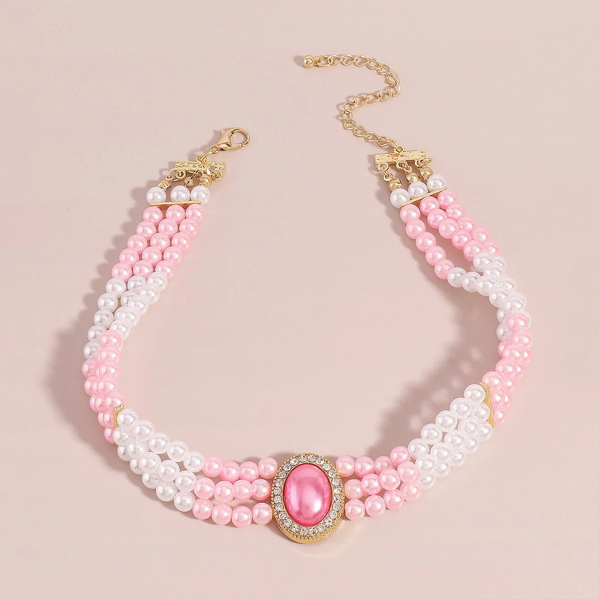 Pearl beaded layered choker necklace - Image 7