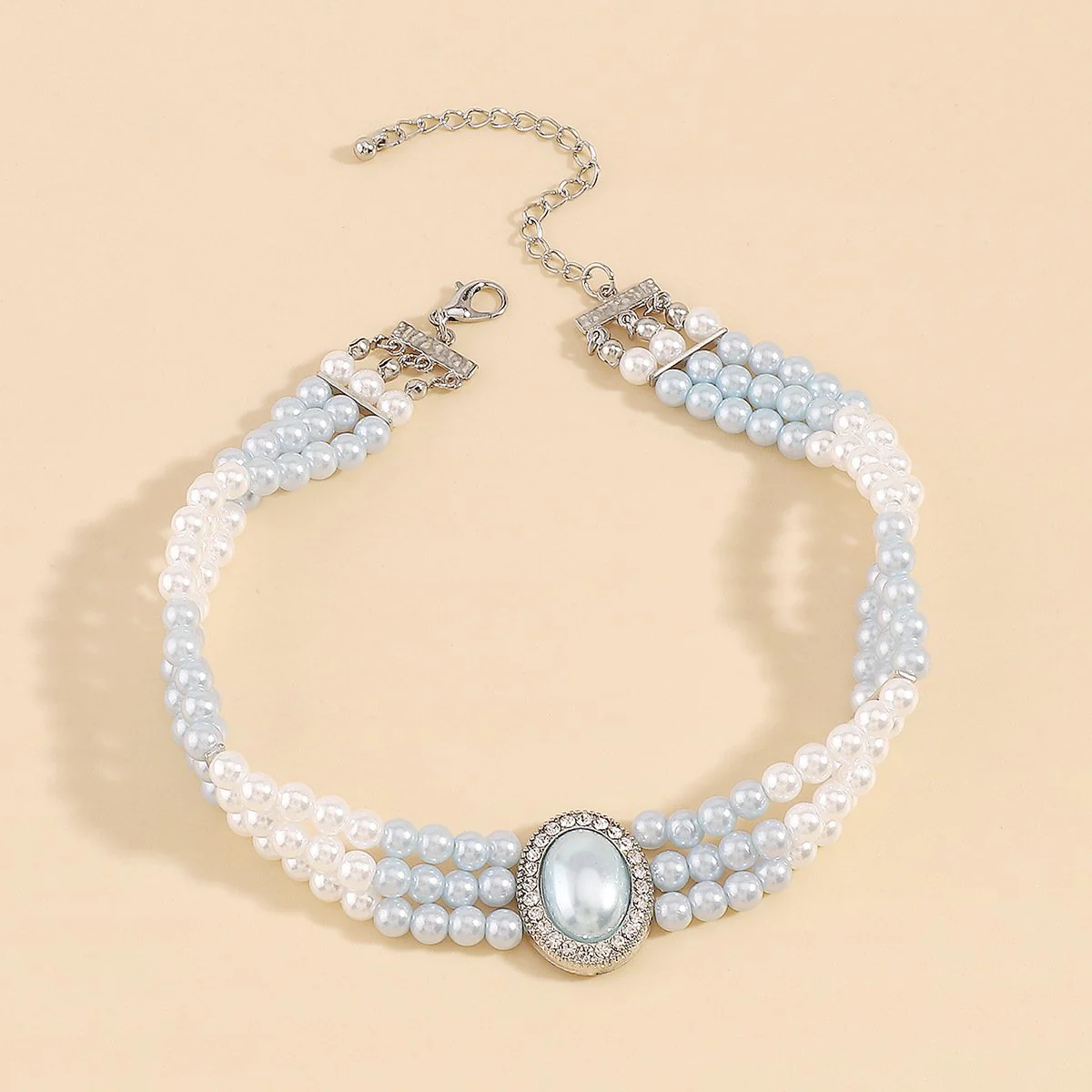Pearl beaded layered choker necklace - Image 9