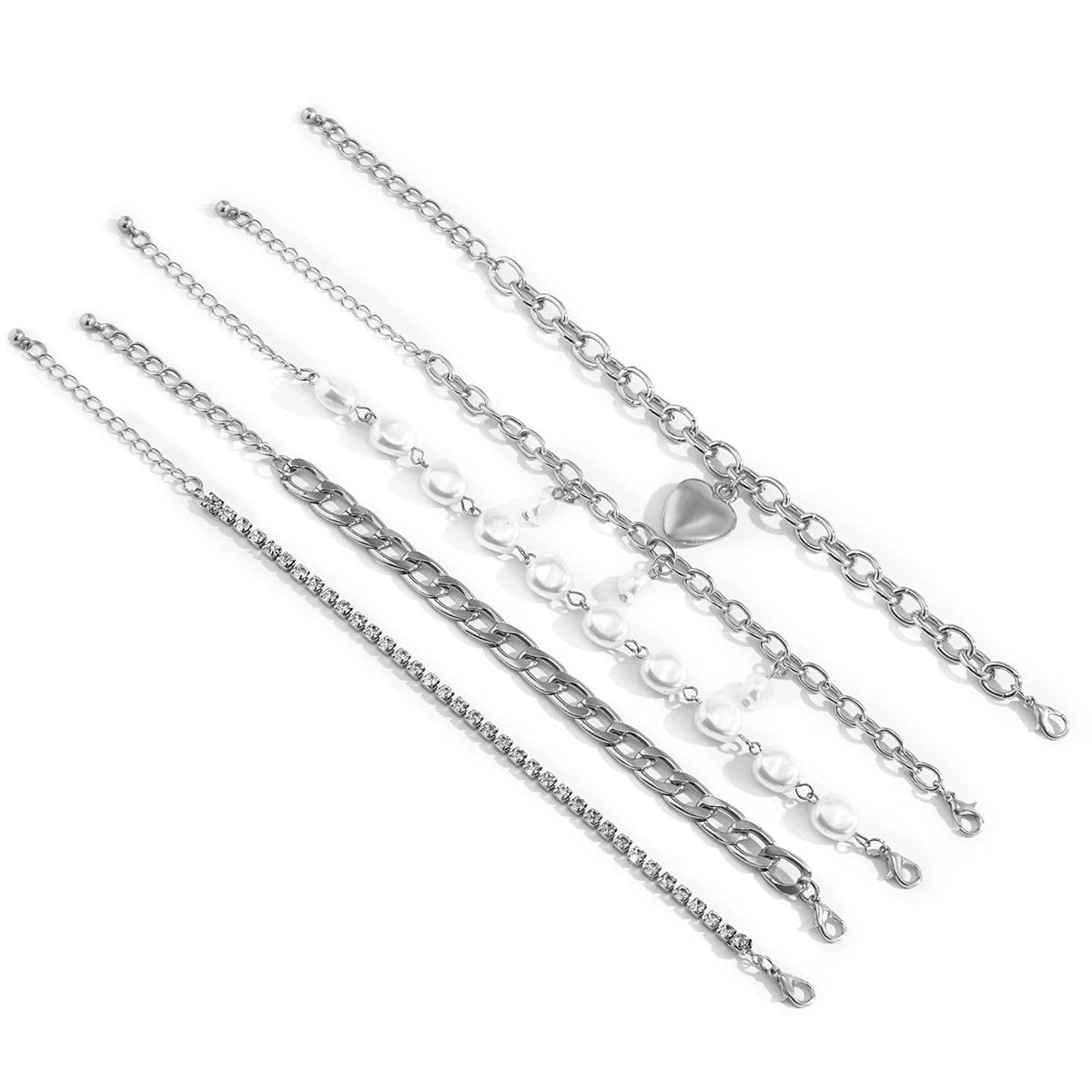 Pearl rhinestone chain 5 pcs bracelet - Image 5