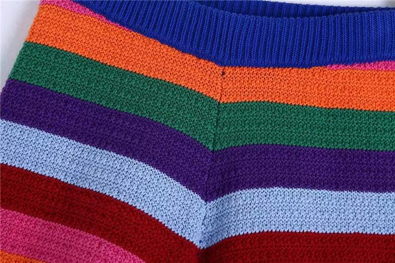 Plaid contrast striped sleeveless knitted short pant set y2k 90s Revival Techno Fashion - Image 3