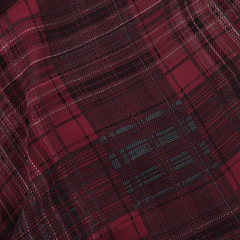 Plaid irregular halter ruffle buckle cowl neck top - Image 6