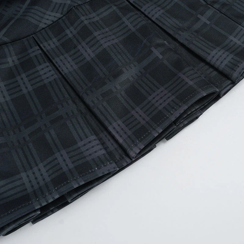 Pleated plaid zip-up mini skirt - Image 7