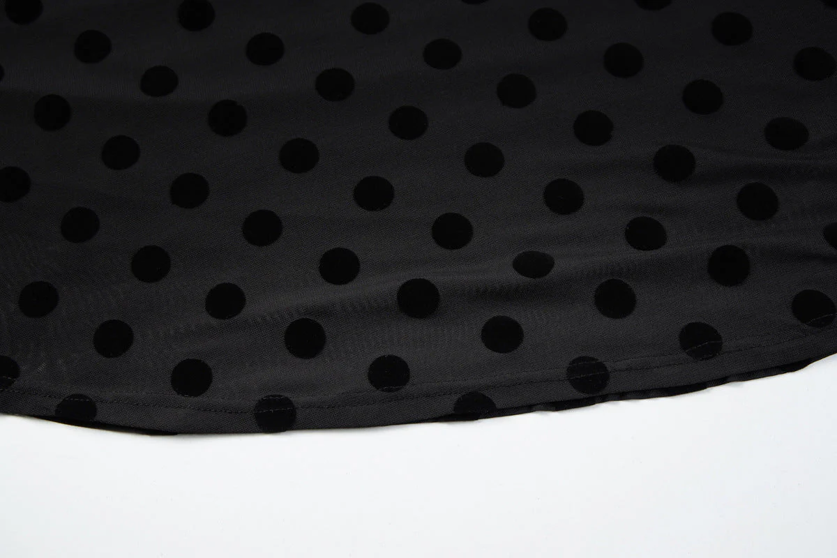 Polka dot deep v neck halter self tie ruched maxi dress - Image 7