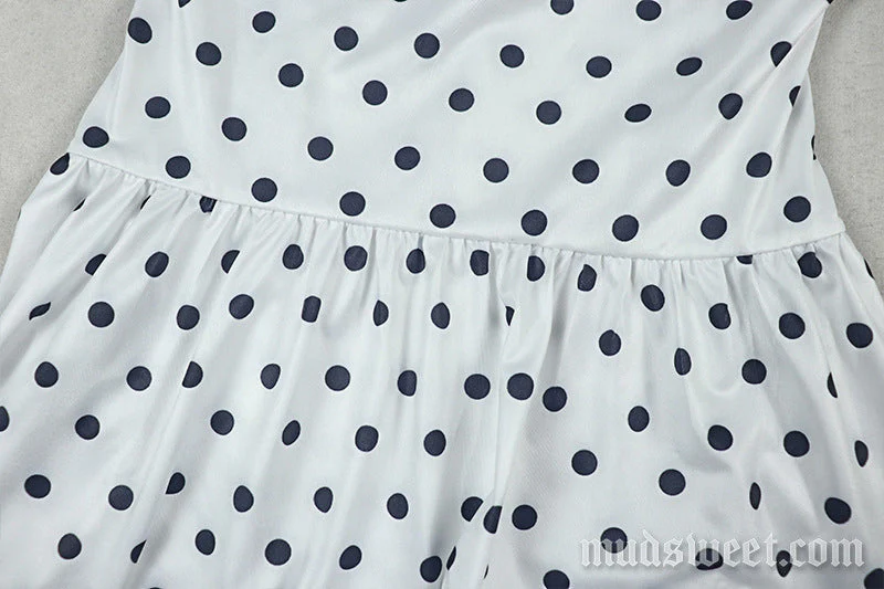 Polka dot halter self tie deep v neck mini dress - Image 7