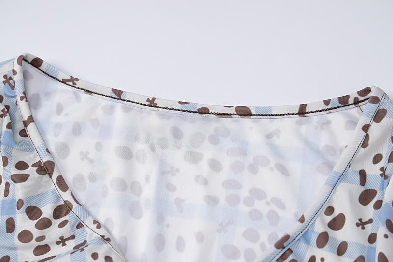 Polka dot print contrast hollow out self tie gloves long sleeve crop top y2k 90s Revival Techno Fashion - Image 6