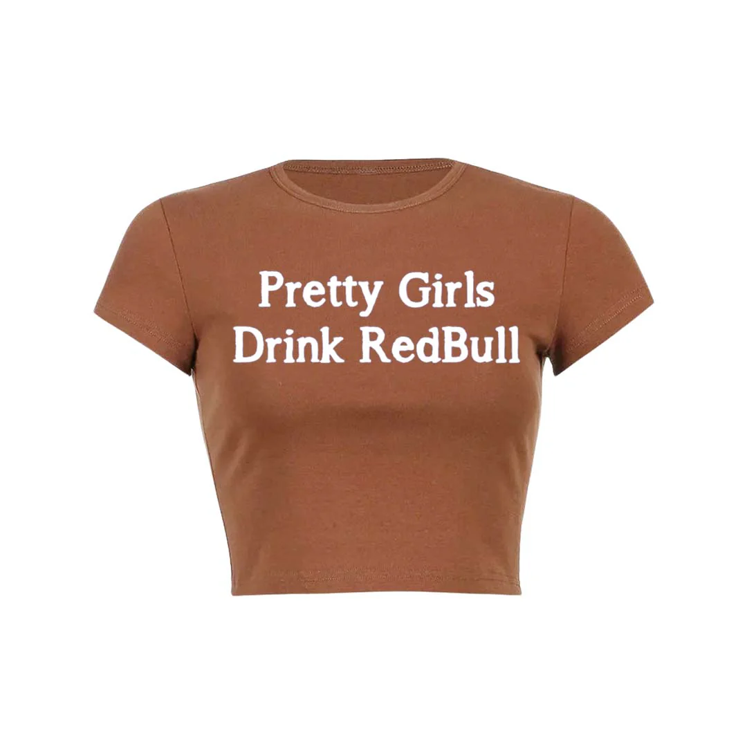 Pretty Girls Drink Redbull Y2K Baby Tee Crop Top - Image 10
