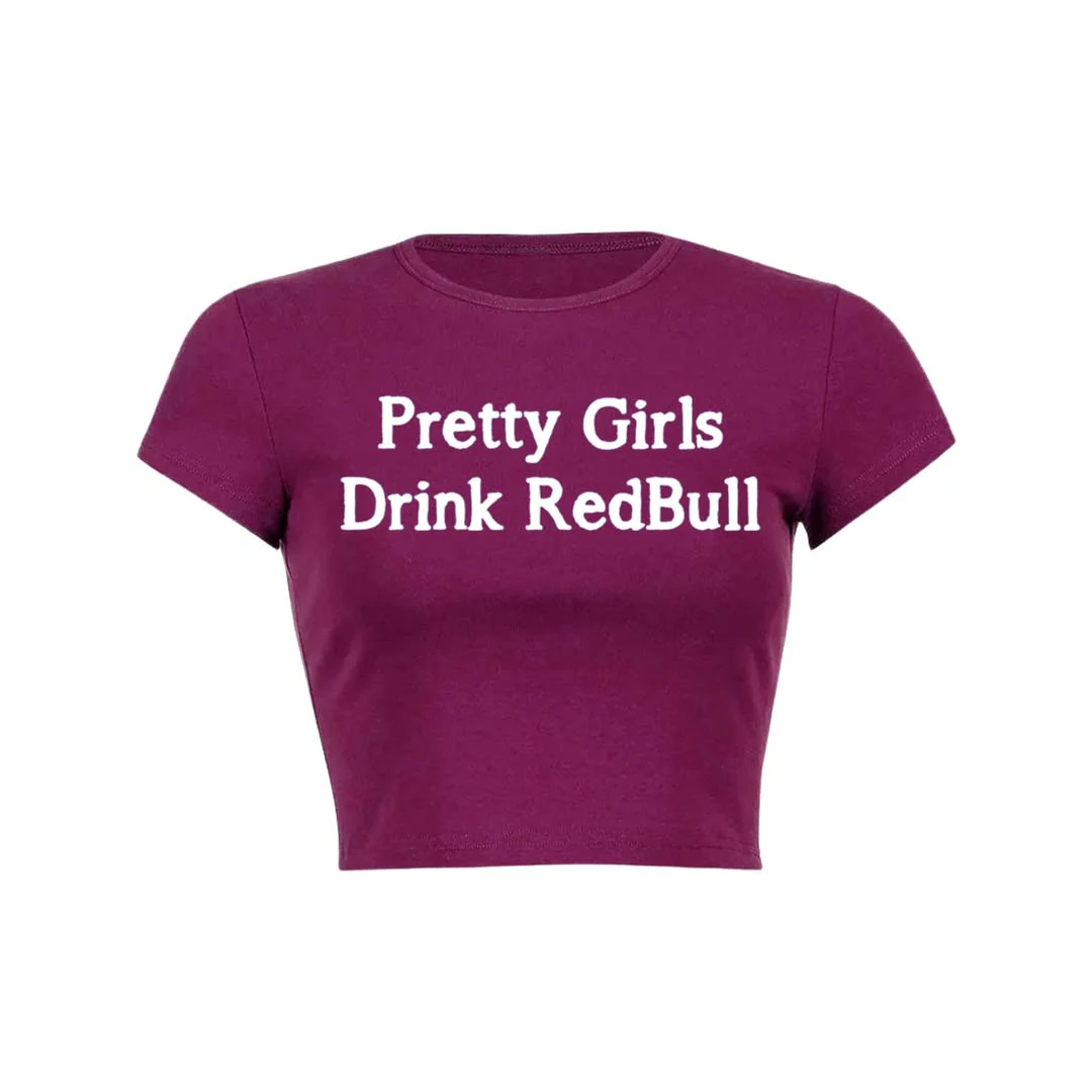 Pretty Girls Drink Redbull Y2K Baby Tee Crop Top - Image 11