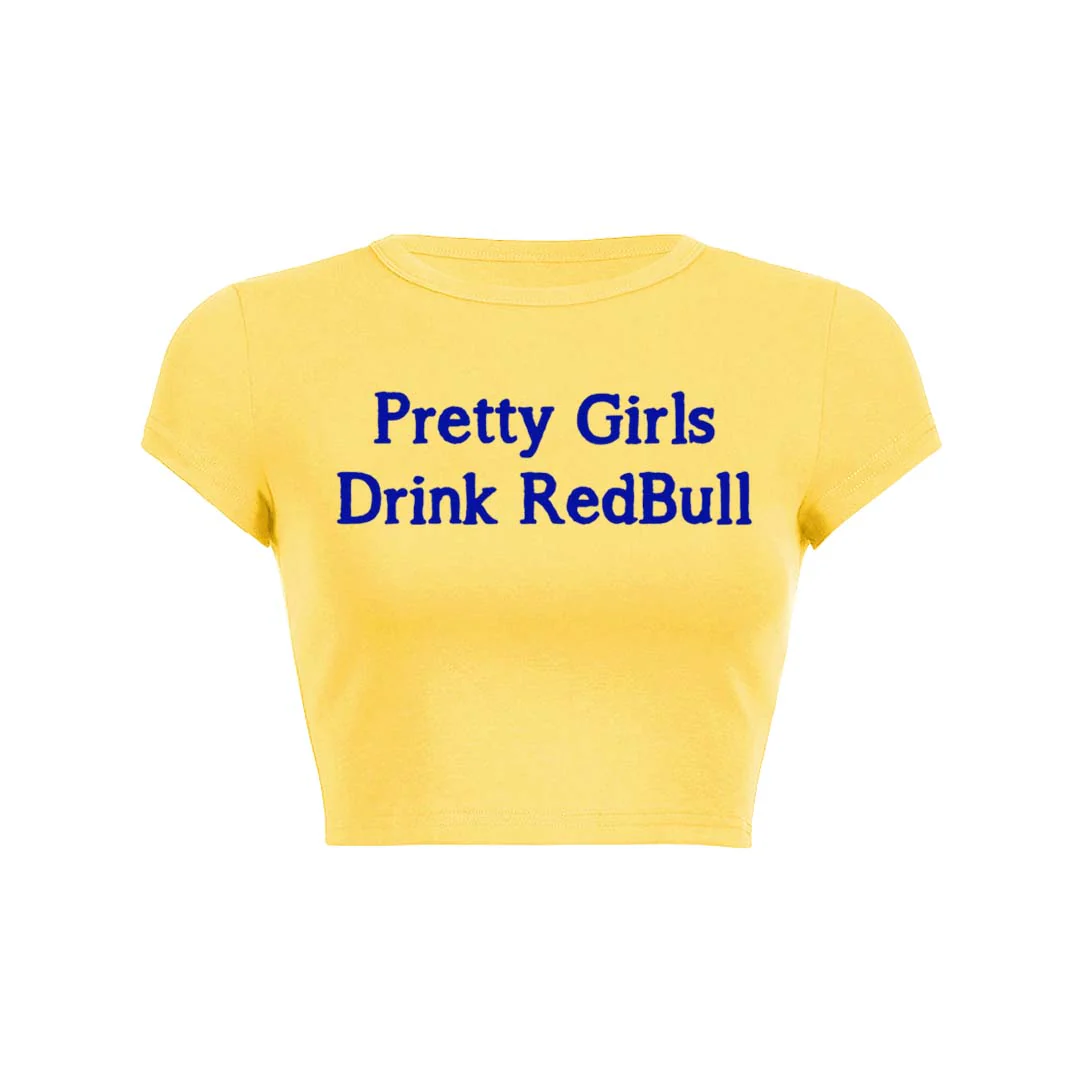 Pretty Girls Drink Redbull Y2K Baby Tee Crop Top - Image 5