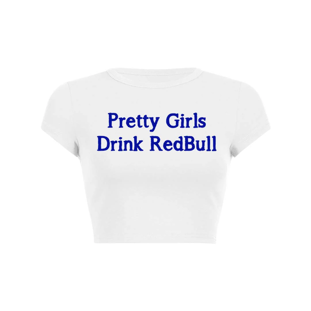 Pretty Girls Drink Redbull Y2K Baby Tee Crop Top - Image 6