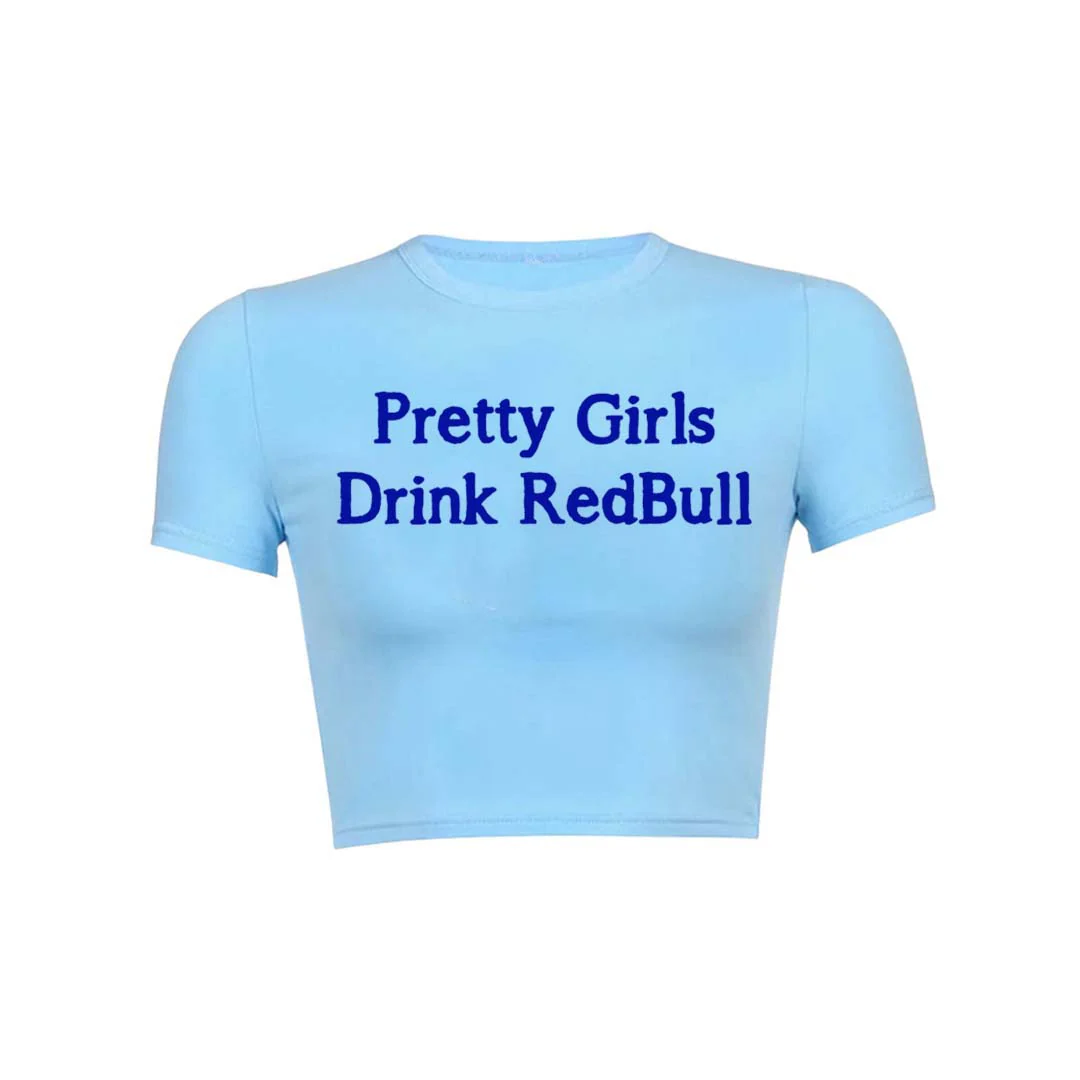 Pretty Girls Drink Redbull Y2K Baby Tee Crop Top - Image 7