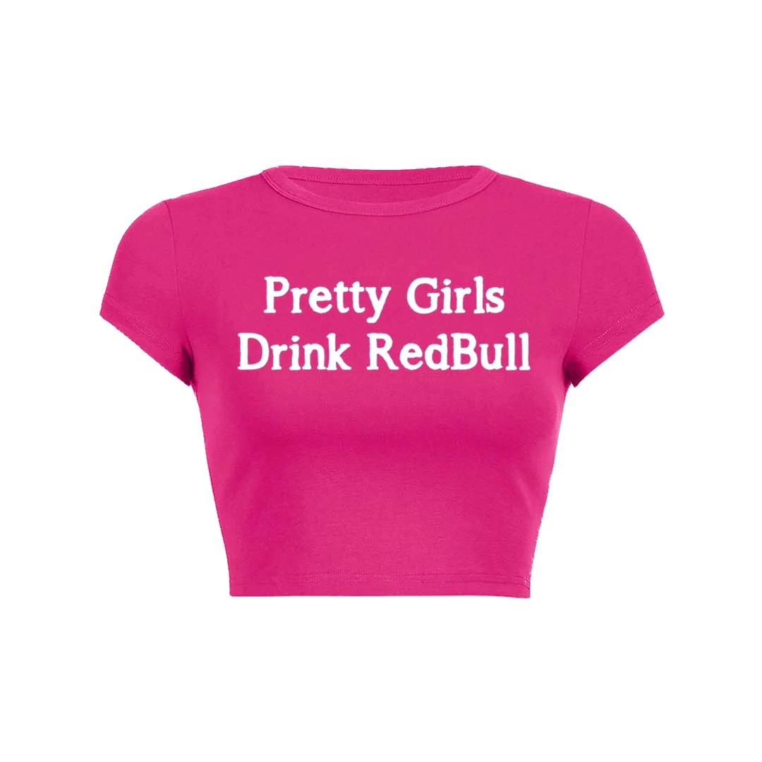 Pretty Girls Drink Redbull Y2K Baby Tee Crop Top - Image 8