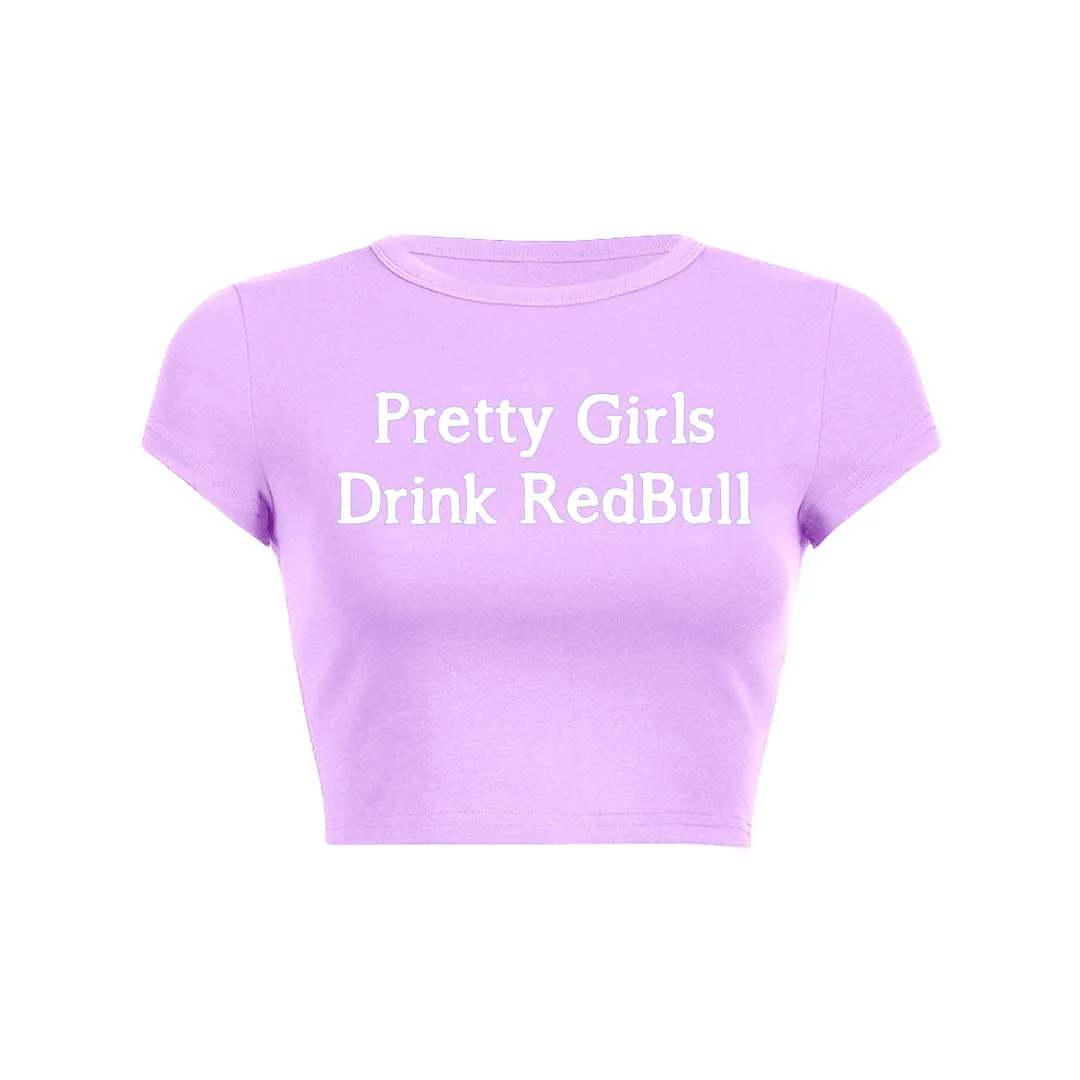 Pretty Girls Drink Redbull Y2K Baby Tee Crop Top - Image 9