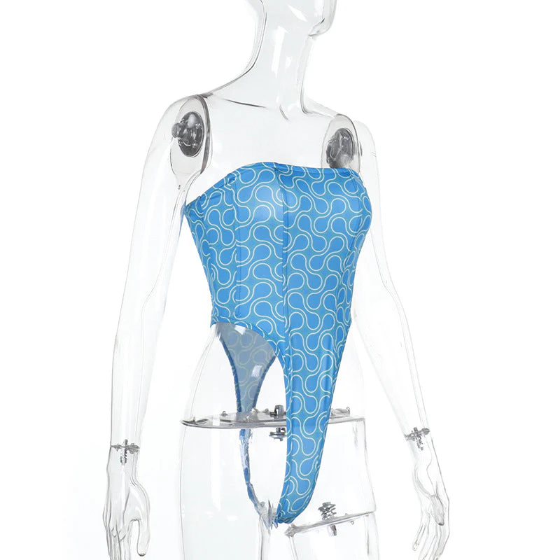 Print backless corset tube bodysuit - Image 3