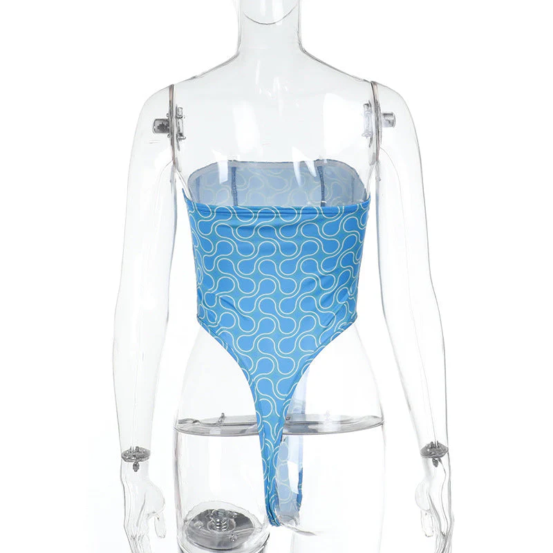 Print backless corset tube bodysuit - Image 4