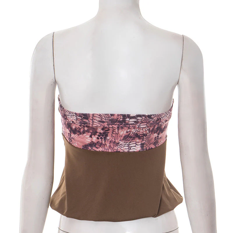 Print hollow out buckle tube top - Image 4