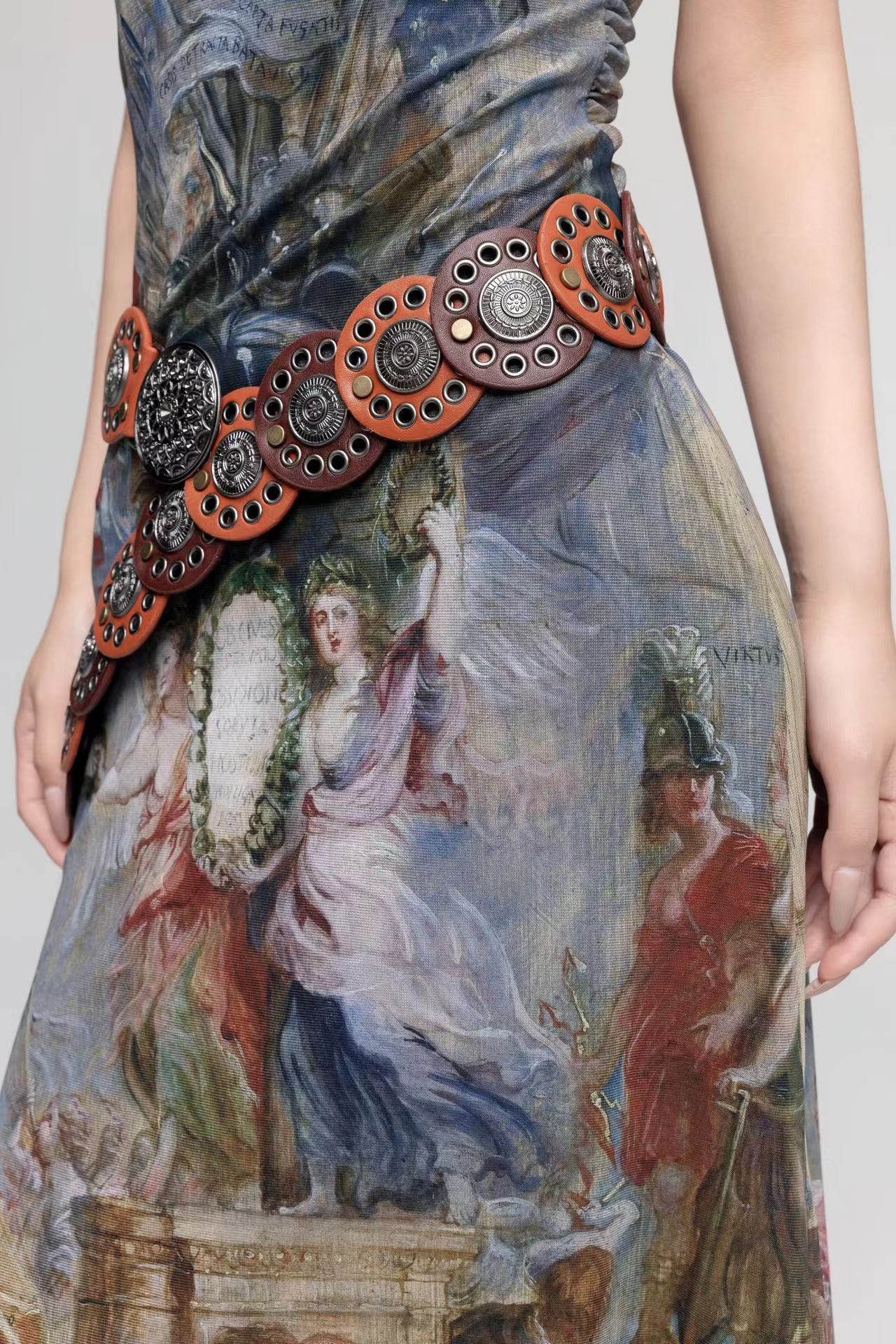 Print ruched backless o ring maxi dress - Image 7