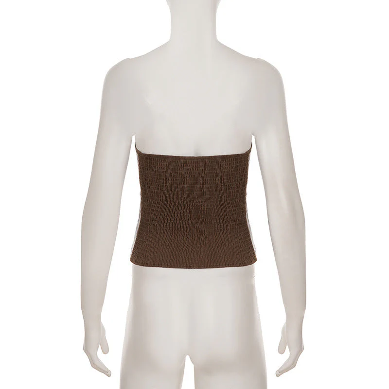 PU leather lace up buckle tube top - Image 6