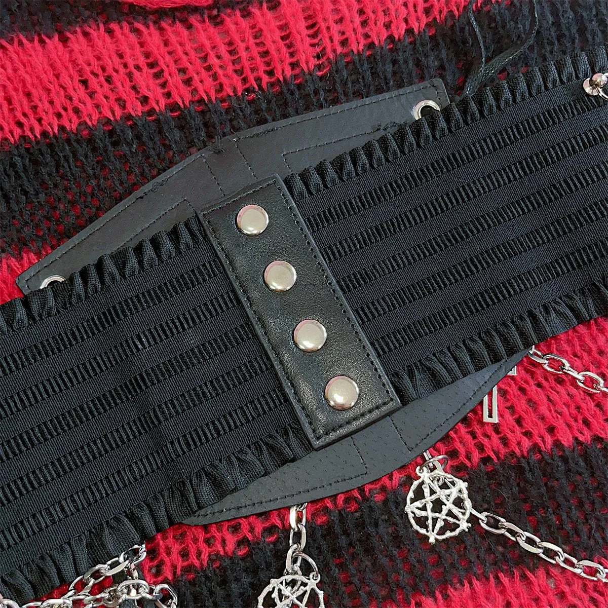 PU leather metal chain cross applique waist chain - Image 4