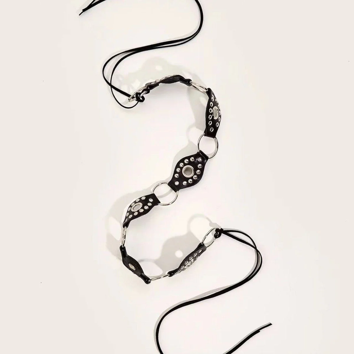 PU leather o ring rivet knotted belt - Image 2