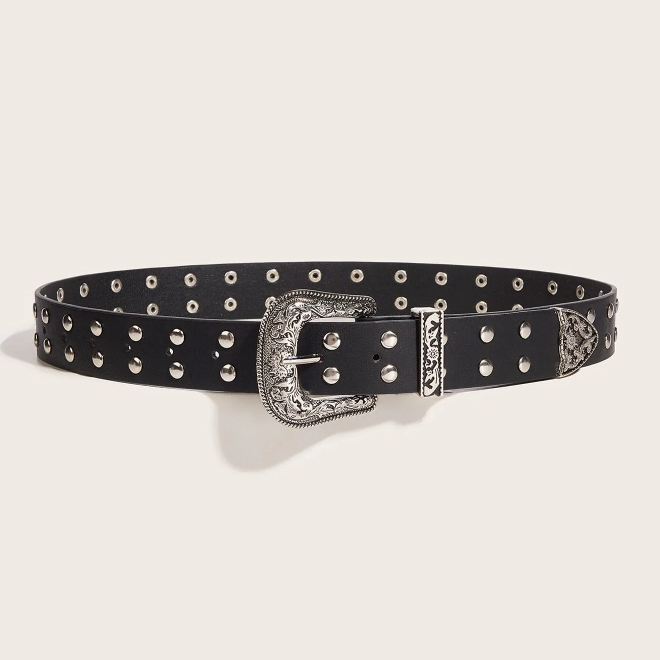 PU leather rivet buckle belt - Image 3