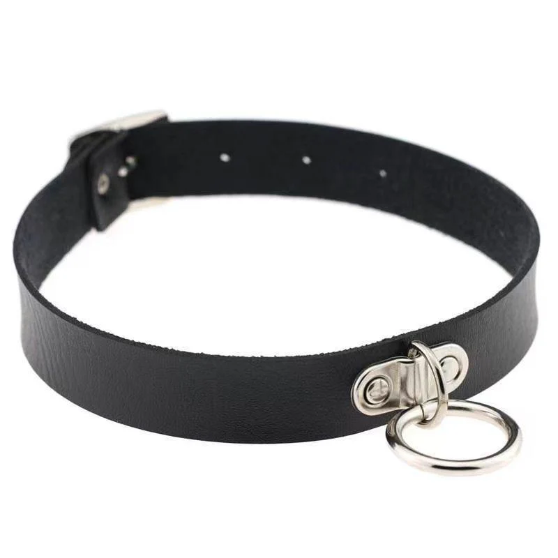 PU leather rivet o ring metal chain necklace - Image 17