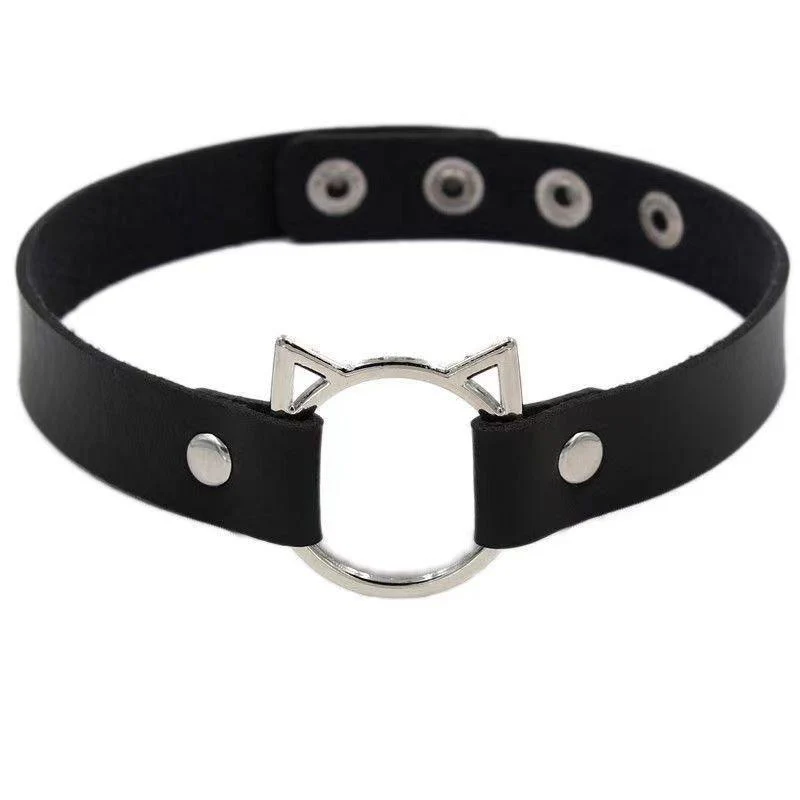 PU leather rivet o ring metal chain necklace - Image 18