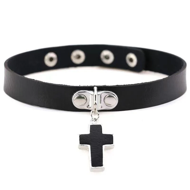 PU leather rivet o ring metal chain necklace - Image 19