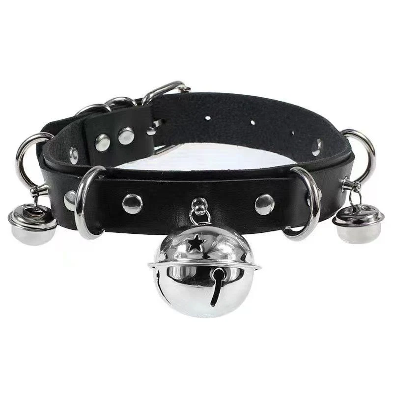 PU leather rivet o ring metal chain necklace - Image 3