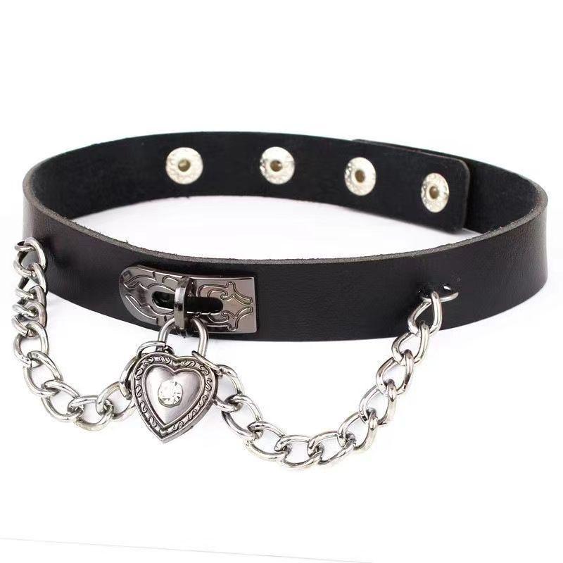 PU leather rivet o ring metal chain necklace - Image 9