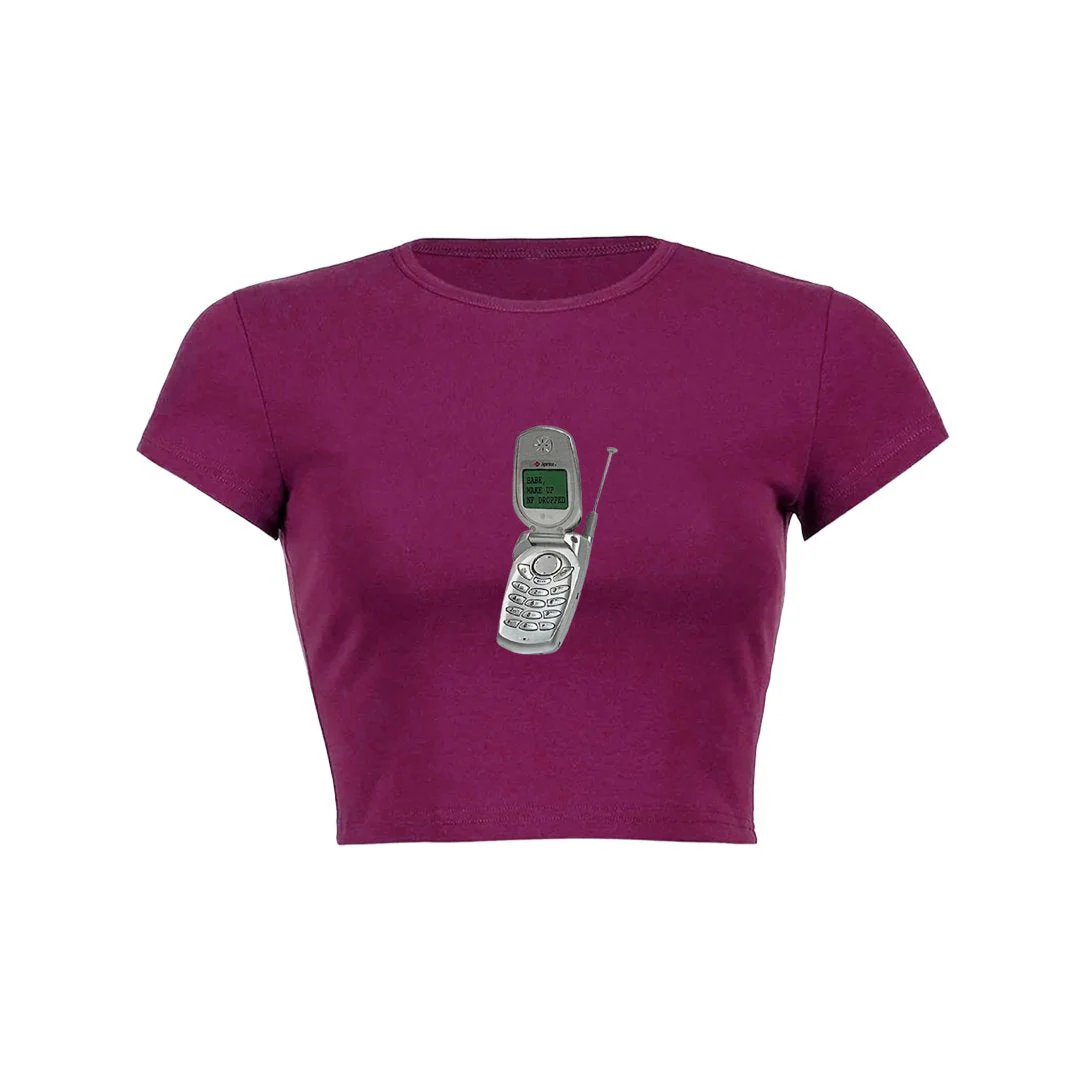 Retro Call Crop Top Baby Tee - Image 11