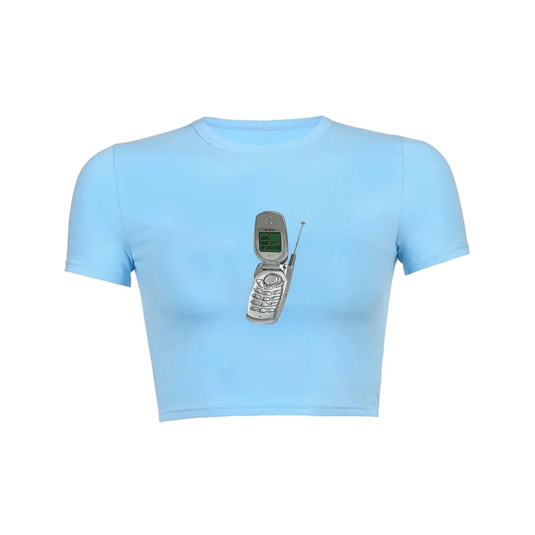 Retro Call Crop Top Baby Tee - Image 6