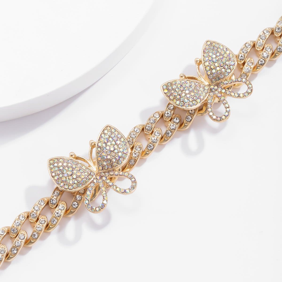 Rhinestone Decor Butterfly Charm Anklet - Image 9