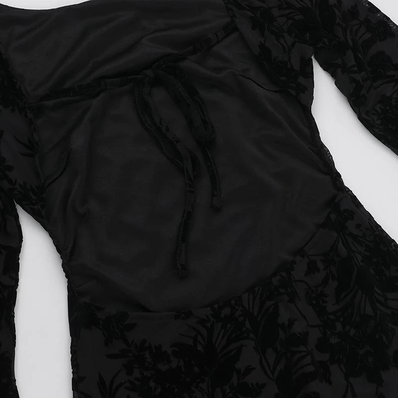Round neck long sleeve self tie flower print maxi dress - Image 7