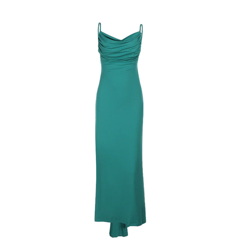 Ruched backless cami maxi dress