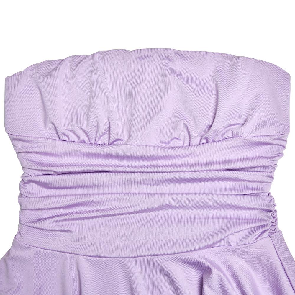 Ruched backless solid ruffle tube mini dress - Image 6