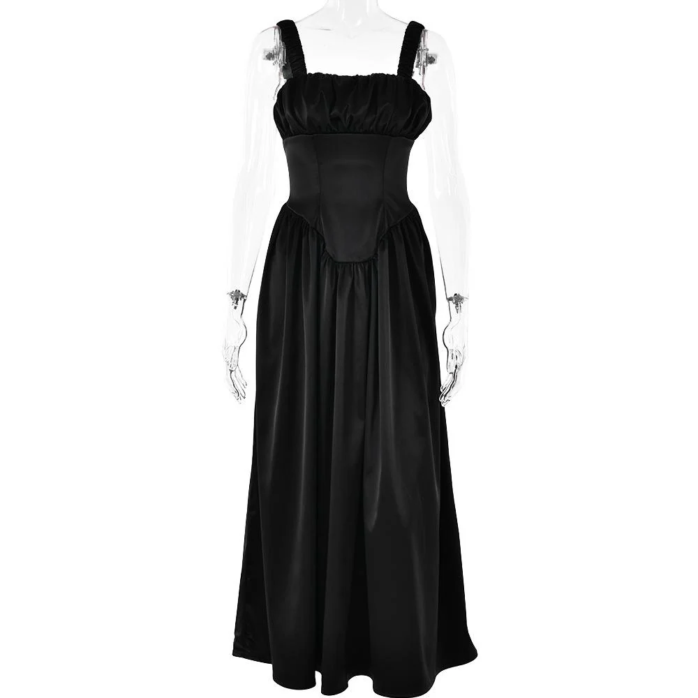 Ruched corset zip-up satin cami maxi dress - Image 3