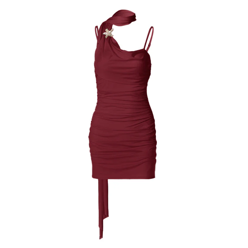 Ruched cowl neck backless cami mini dress - Image 3