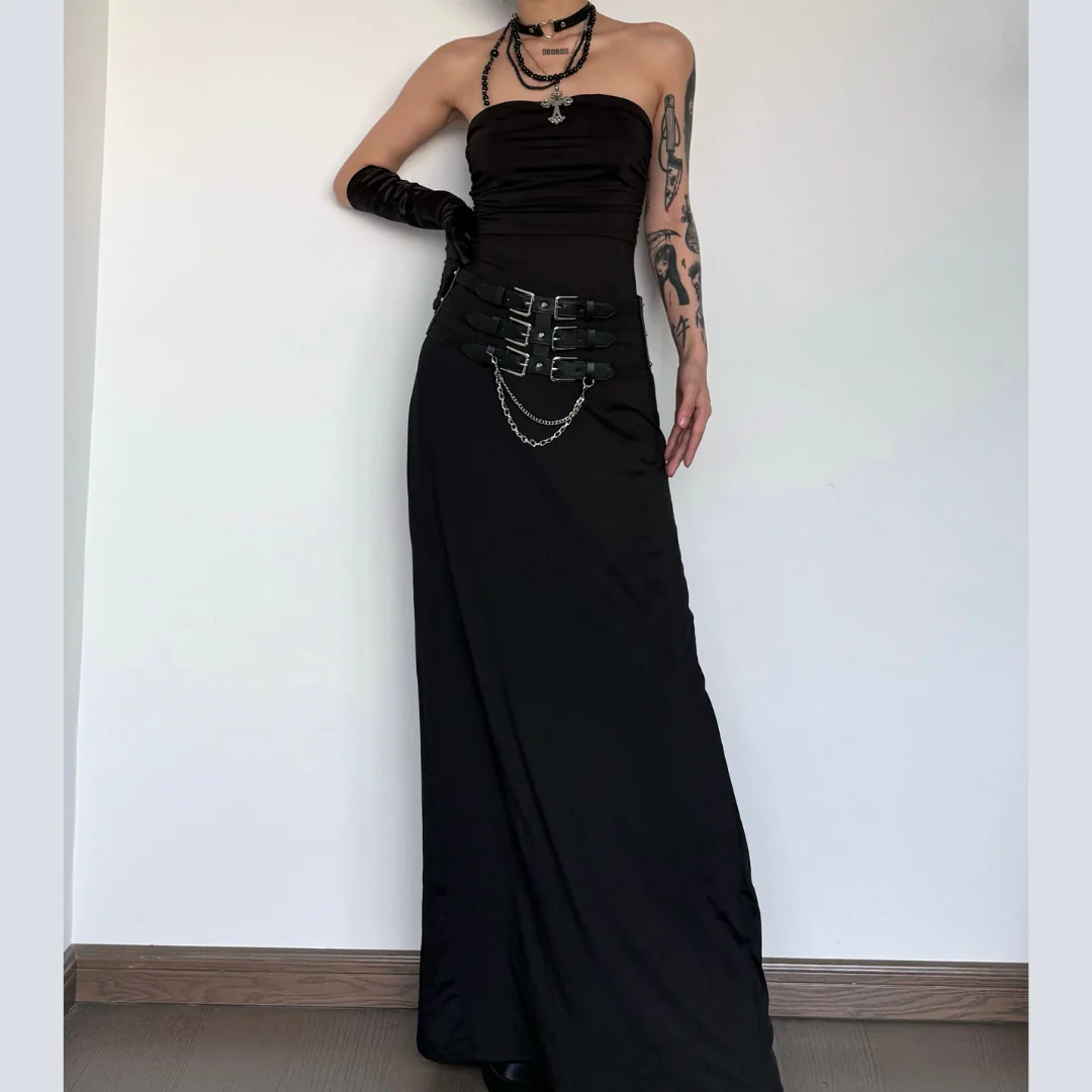 Ruched lace up backless hollow out tube maxi dress