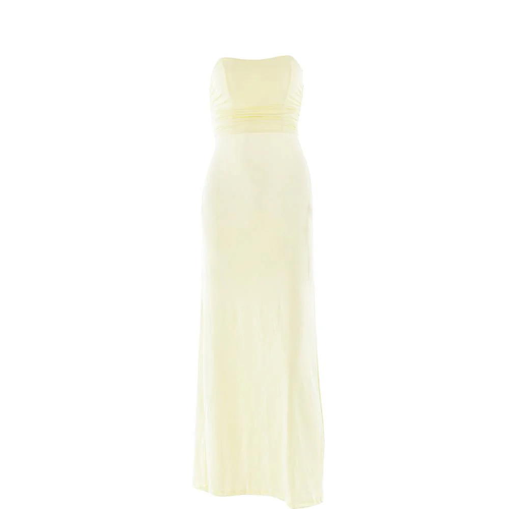 Ruched lace up backless hollow out tube maxi dress - Image 6