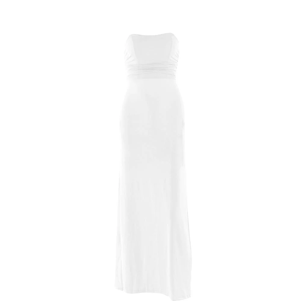 Ruched lace up backless hollow out tube maxi dress - Image 7